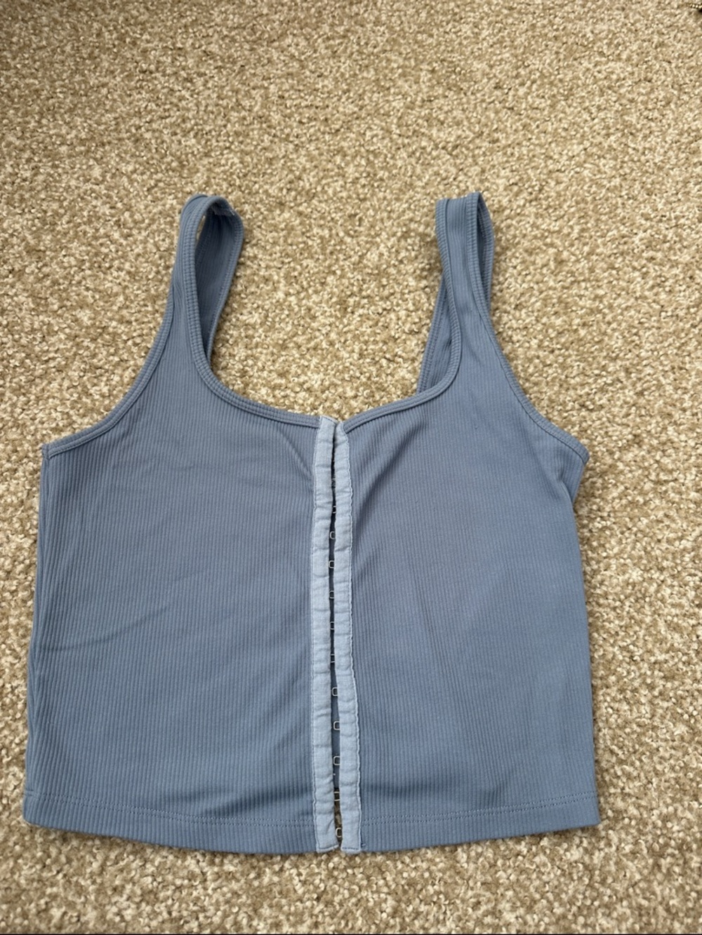 Abercrombie Blue Ribbed Hook-and-Eye Tank Top